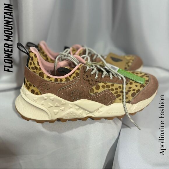 FLOWER MOUNTAIN KOTETSU Animal-print suede sneakers in Pink Brown Tan Size 41 - Picture 3 of 7